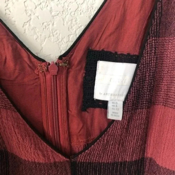 Anthropologie Ett:twa Red & Black Checked Plaid Wide Leg Crop Jumpsuit 0 - Picture 8 of 12